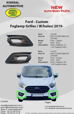 ROOT K141221 Sıs Kapagı  Sag  Sıslı   2375299 Ford Custom 2018-2023 KK21 R19952 BB5YZ9