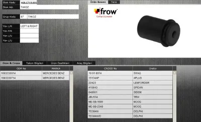 FROW 4681719001 Salıncak Burcu Mercedes W168 A Serısı F85325 1340204500 400336 BSK6202 1683330014 18074 110896A 307296 SS2300 2206801