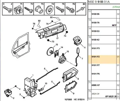 BITAPART BCI284005 Arka Kapı Kolu Sag 306 9101P2 8090206 ZR8090206 AL8090206 414412 LT8090206 256902 601008005404P 721725