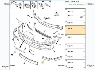 BITAPART BPE288023 On Sol Tampon Bandı 406 / Ym   D9 / Kasa 7452J0 649303 4242063 3658161A 48563251 4049583 ACI4049584 4049584 5703055536923P ACI4049583