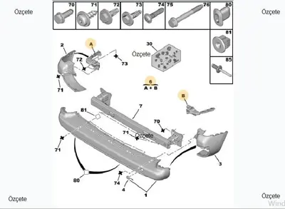 BITAPART BPE309073 Arka Tampon Baglantı Ayak Peugeot Partner Tepe 7416j0 905539 31401074 ACI0905539 4013766 1680024680 CI9181055 365522HA 7416H9 BR08430
