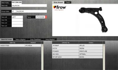 FROW 5541206028 Salıncak Sag Hyundaı Matrıx G61263 5450017000 HYWP2633 340650 43320B BSH22 57482 10340650 SCA3037 51218