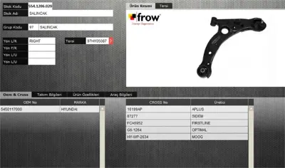FROW 5541206029 Salıncak Sol Hyundaı Matrıx 5450117000 57483 43321B G70533 ADG086146 J30549YMT 9705088 TC3219 782768 H421I40