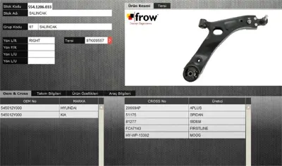 FROW 5541206033 Salıncak Sag Hyundaı Ix35 Lm 545012Y000 545013W100 51175 81277 545012Y002 HYWP13302 FCA7143 QSA2590S SCA4121 F4498