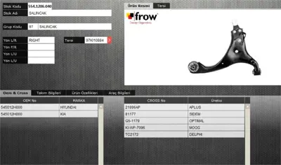 FROW 5541206040 Salıncak Sag Hyundaı I30 14- 545012H000 3845 3851001 938457 720KK07R 81177 51233 JTC1394 TC2172 IR9648