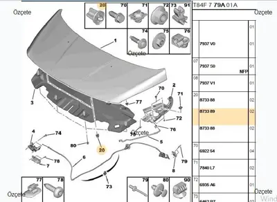 BITAPART BPE309234 Motor Kaput Ayar Takozu P301 P308 P508 P3008 Celys C4 Iı 2lik 873389