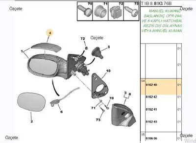 BITAPART BPE309242 Ayna Kapagı Sol Peugeot 206 98- 815240 57263790 10647881 30500142 PG0097404 4028843 6103011323283P INDLV0033 351991201230 57311063