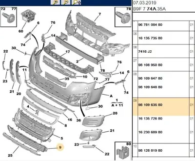 BITAPART BPE309290 On Tampon Alt Izgara Partner Tepe 9810963580 22051078 940590 PG821000G2000 PG9122120 552911 5513000554990P 16800259XT G3587 BR15110