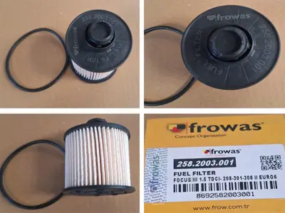 FROW 2582003001 Mazot Fıltresı Ford Focus Iıı 1.5 Tdcı-Fıesta Vı 1.5 Tdcı Peugeot P208 P2008 P301 P308 T9 P3008 P508 P5008 Expert Partner Iıı  Cıtroen Berlıngo Iı C4 B7 C4 Cactus C5×7 Ds3 Ds4 Ds5 C-Elyesse Dv6fc-Opel F026402533 2171748 DS7Q9176AA PU7011Z 3646465 1872152 ALG7588 PU7010Z 1643624980 1872137