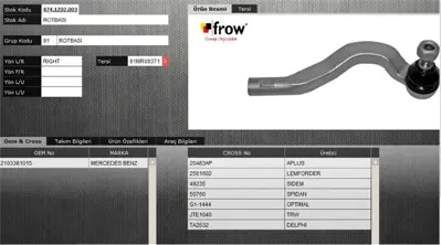 FROW 4741202003 Rot Bası Sag Egrı Mercedes W210 95- 401367 SS7023 2103381015 20483AP BTR4599 282380 ME2033 FZ1428 2561602 19065033376