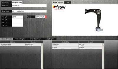 FROW 2641206003 Salıncak Sol On Peugeot P508 Rotılsız 3520Y0 FCA7153 PETC13455 43600 IR1989 SS8170 CCA1428L 11160500086HD QSA2650S 27071