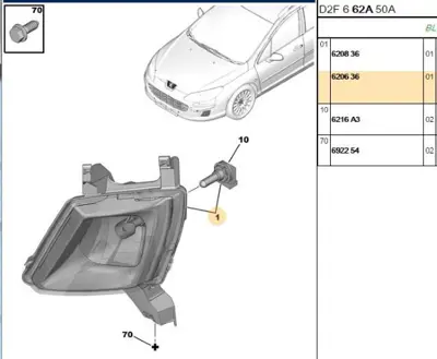 BITAPART BPE354004 Sıs Farı Sol 407 620836 4060995 55370283A1 712421701129 5502012LUE 6208L3 19A236012B 2901740 55370281 50613111