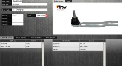 FROW 5111202003 Rot Bası Sag Ford Ranger T6 2011 01 91906384 1729241 TA2907 FDES15289 1910478 AB313290BA 4334 TI368L 9111288 UC2N32290