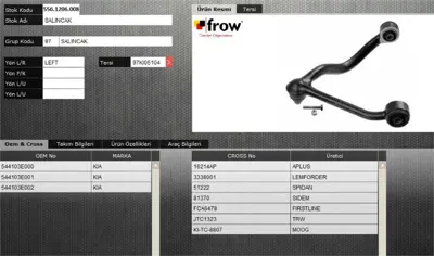 FROW 5561206008 Salıncak Sol Ust Kıa Sorento 2002- 54538 544103E000 81370 3640101070 BSS08L G61458 ADG086224 938922 91941782 3640101079