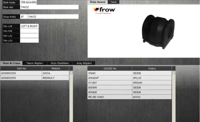 FROW 7551212001 Salıncak Burcu Dacıa Duster 2010 - 8200852550 37117 18090 RESB10481 60937726 546114237R 49361870 RNSBDUSTF 850025833 V210005