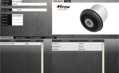 FROW 8071212001 Salıncak Burcu Bmw X5 X6 E70 E71 31126776417 SS7106 2060 33252 58023801 4150 JTC1456 SS2936 3384001 3599601