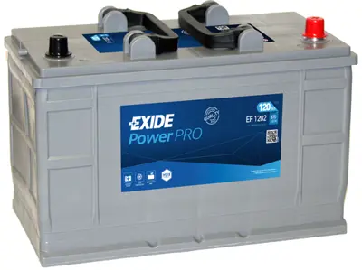 EXIDE EF1202 Akü Exıde 120ah 870cca D2-C13-Track Power Pro Düz B1 Ön Tırnak 349x175x235 