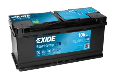 EXIDE EL1050 Akü Exıde 105ah 950cca L6 Efb Start-Stop Düz B13 Tırnaklı 392x175x190 