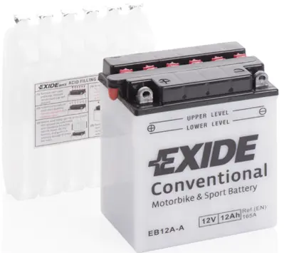 EXIDE EB12A-A Akü Exıde Motorsiklet 12ah 165cca C45 Dry Sb Motorcycle Kuru Şarjlı Ters B0 Tırnaksız 135x80x160 