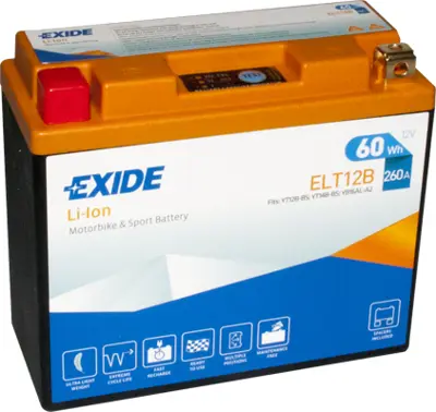 EXIDE ELT12B Akü Exıde Motorsiklet 5ah 260cca C51 Lithium Motorcycle Li-İon Ters B0 Tırnaksız 150x70x130 