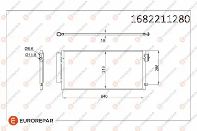 PSA 1682211280 Eurorepar Klıma Radyatoru Fıat Egea 500l 1.3 Jtd 1.6 Jtd 0.9 1.4 1.6 12- 51887955 CF20295 FT5411D FTA5411D DCN09044 17005411 52102801 350061 8042090 940395