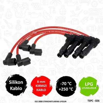 TORK C026 Performans Sılıkon Bujı Kablosu  Opel  Astra F Vectra B 1.6ı 16v / Corsa B 1.4ı 16v Ecotec  1612561 1282155 300891159 1612552 ODU246 ODS245 ZEF1159 300891160 T987B 90443584