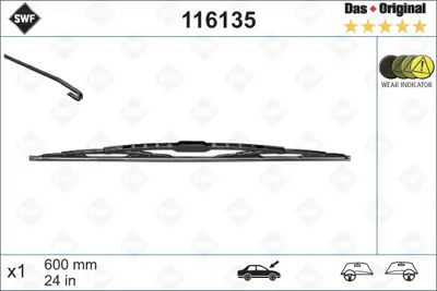 SWF 116135 Sılgı Supurgesı Tek 60cm <00 C-Serı W201-W202 *U.K**** 116135 1C0122291A 45979 30622 T430622 955333 13046072712 FSL4189 573424J 241512021