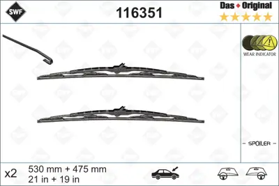 SWF 116351 Sılgı Supurgesı Tk 53+47.5cm 98> Golf.Iv-Polo-Bora 116351 AS5348B02 ASC5348B02 3397001584 3397118406 1J0998003 SK53WC02 SK53BC02 AS5348 SP2119AS