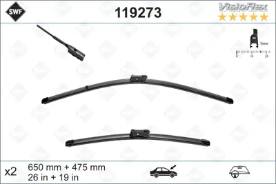 SWF 119273 Sılgı Supurgesı Tk 65+47.5cm 15> Passat-A3 Fb A622S A864S VM819 2GB998002 3G2998002 3397007864 3397014622 3AC998002 3G8998002A 107673000B