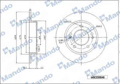 MANDO MBC030046 Dısk Arka Ad 11> İx20 197467 DSK2765 8908121 J3310528 H2020P DDF1874C 55261PRO BS8672 SDK6629 BS7316