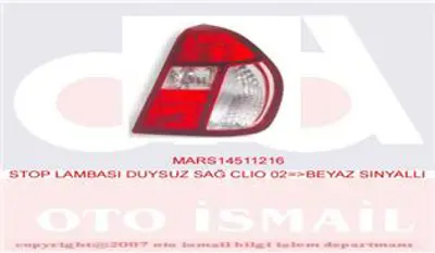 MARS M511216 Stop Sag 01-04 Clıo Symbol Duysuz 88992 11A001A16B 8200403982 5511932RUECR BSG75805027 75805027 8200394730 5511932UECR 319359104 714098290357