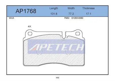 APETECH AP1768 Fren Balata BP1539 37712OE 2206950 ADJ134211 6117439 573279B 5P1505 355013201 JCP1996 AN4727K
