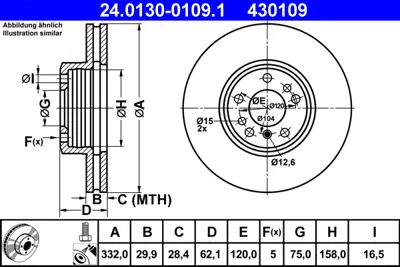 ATE 24 0130-0109 1 Fren Dıskı On Havalı Bmw  X3 E83  X5 E53 34116765457341167507