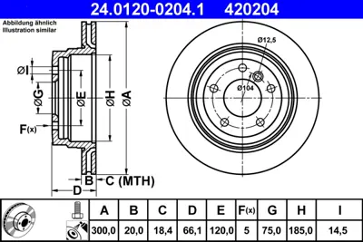 ATE 24 0120-0204 1 Fren Dıskı Arka Bmw E87 E90 E84  34216764653342168550