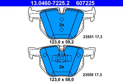 ATE 13 0460-7225 2 Fren Balatası Arka Bmw E90 E91 E92 E93 34216769105342167756