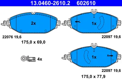 ATE 13 0460-2610 2 Fren Balatası On W205 14> C205 15> W213 16> S213 16> A238 17> C238 17> A0084202820 A0084203820 84203820 182216 P06093 34106860019 LP3182 MDB3757 84202820 A0004207302