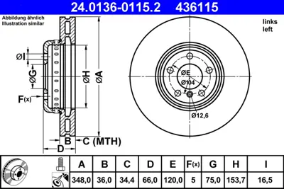 ATE 24 0136-0115 2 On Sol Fren Dıskı Bmw F10 F07 F11 F12 F01 34116785669 BG9155BC BZ9125 303328 ADC1790VL 92253725 BG9155C 150347820 BS7830HB 1463102970