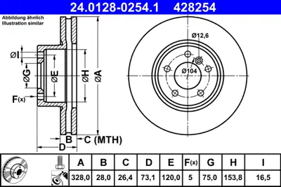 ATE 24 0128-0254 1 Fren Dıskı On Bmw  X3 F25  X4 F26 34106879122341067874