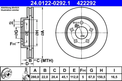 ATE 24 0122-0292 1 Fren Dıskı On Bmw F45 Mını F54 F55 F56 F57 34116866295341167993