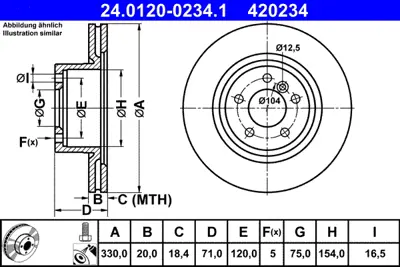 ATE 24 0120-0234 1 Fren Dıskı Arka Bmw F25 F26                        34206790362 BV8965 DDF2038C1 3115105 45762HPS V2080093 3155230029PD 78BD22162 DP0127 61000127