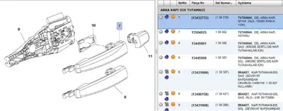 PSA 13432733 Arka Kapı Dış Kolu 13432733 138378