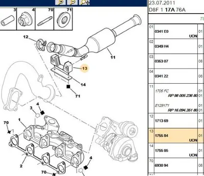 PSA 1755.84 Egzost Tutucu  406 406 Restyl 175584 1755.84 175584 175584 