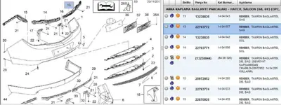 PSA 22793772 Arka Tampon Orta Sağ Braket 1404657 22793772