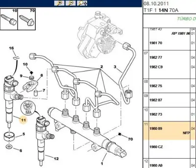 PSA 1980.89 Enjektor Dizelicieyici El 198089 1980.89 198089 198089 