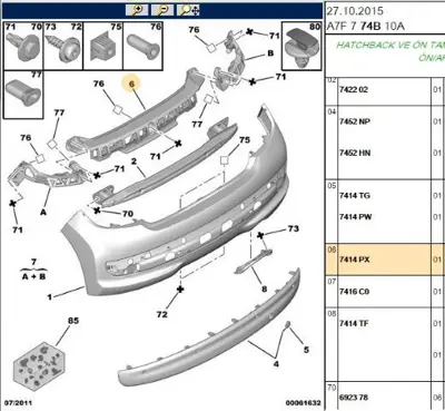PSA 7414.PX Arka Tampon Iç PLastik 7414.PX
