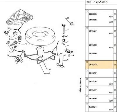 PSA 7615.43 Stepne Çengeli  7615.43