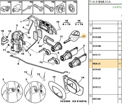 PSA 9926.JC Anahtar  9926.JC