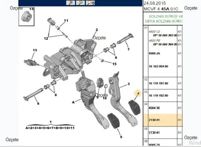 BITAPART BPE309122 Pedal Lastigi Dabriyaj Peugeot Bipper Citroen Nemo 2130.41