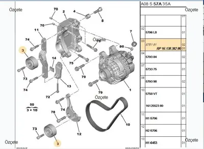 BITAPART BPE181031 Alternator Gergi Rulmani Peugeot Partner-P206-P306 Citroen Jumpy 1.9 D Dw8 1613838280