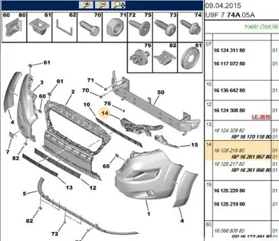 PSA 1626195780 Sol Tampon Bağlantı Ayağı 1612522080 1626195780